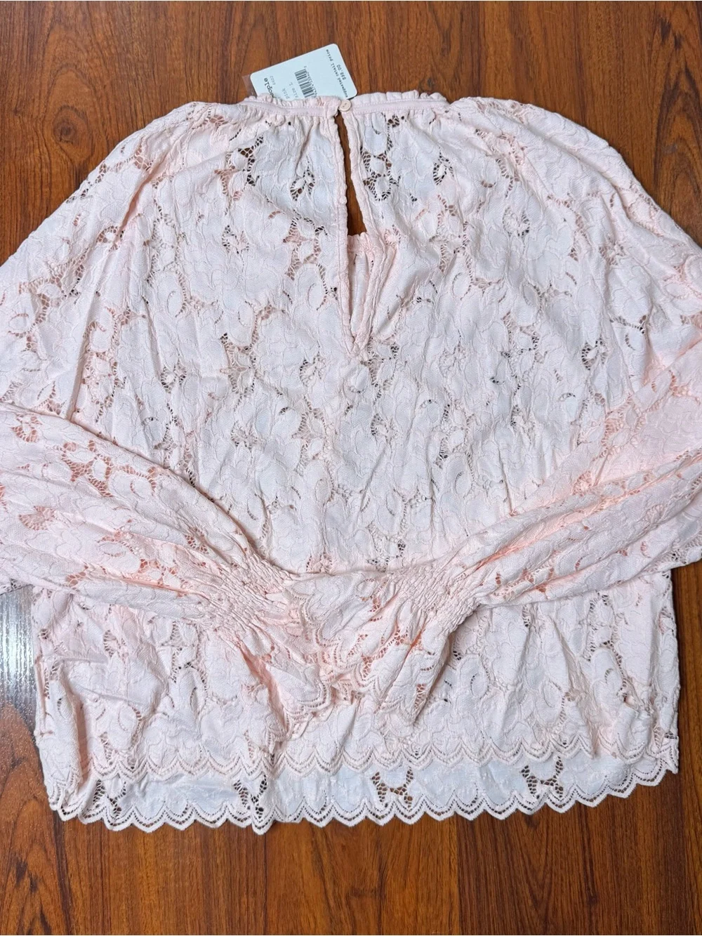Free People Olivia Lace Balloon Sleeve Blouse Sz L